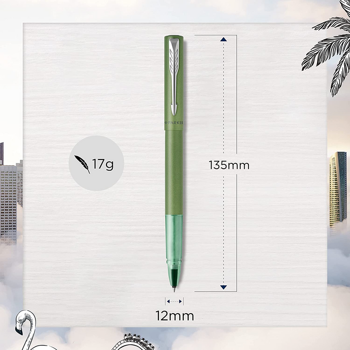 Parker Vector XL Rollerball Pen - Savannah Green Chrome Trim - Refill Black Medium - KSGILLS.com | The Writing Instruments Expert