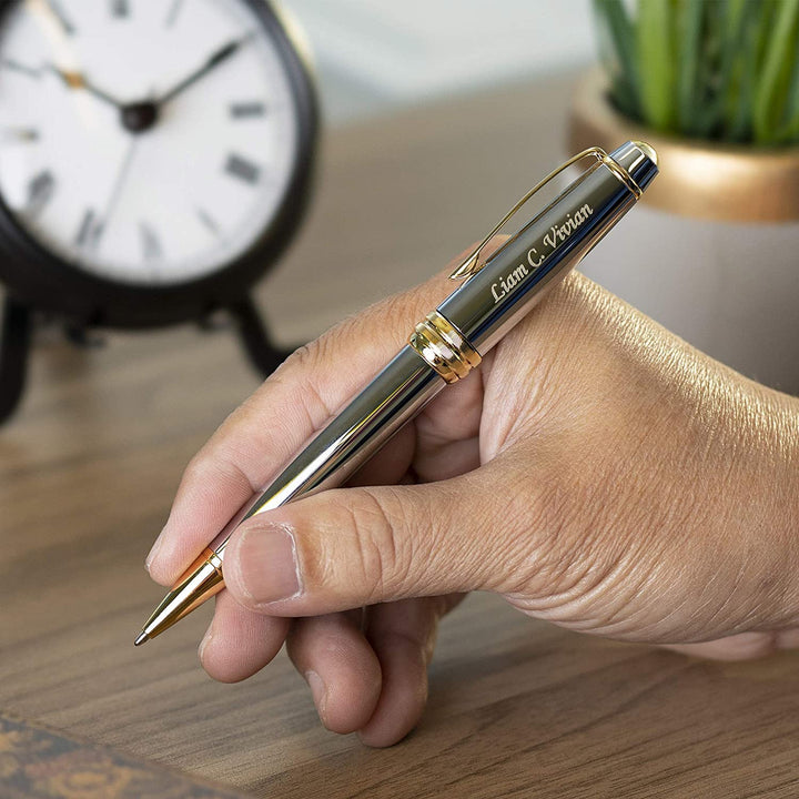 Cross Bailey Ballpoint Pen - Medalist Chrome Gold Trim - KSGILLS.com | The Writing Instruments Expert