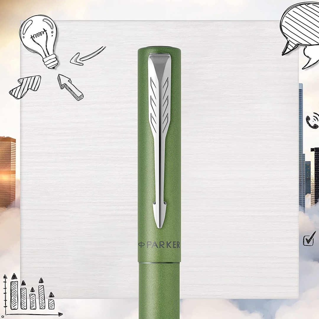Parker Vector XL Rollerball Pen - Savannah Green Chrome Trim - Refill Black Medium - KSGILLS.com | The Writing Instruments Expert