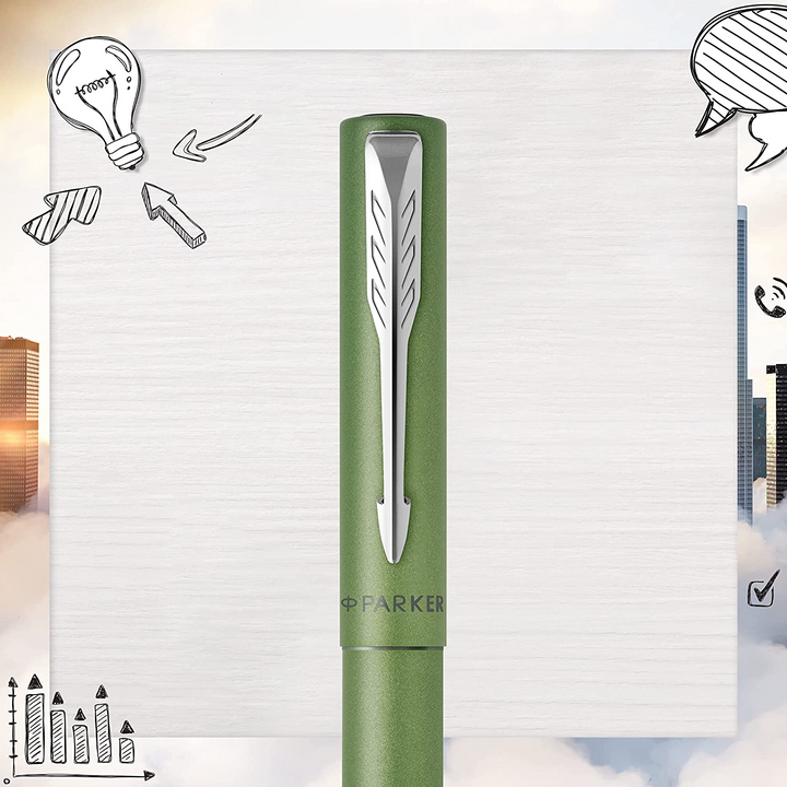 Parker Vector XL Rollerball Pen - Savannah Green Chrome Trim - Refill Black Medium - KSGILLS.com | The Writing Instruments Expert