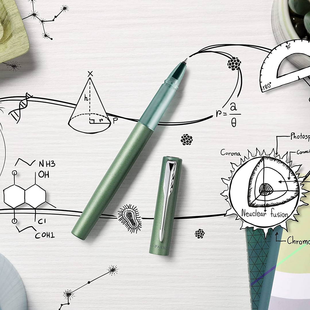 Parker Vector XL Rollerball Pen - Savannah Green Chrome Trim - Refill Black Medium - KSGILLS.com | The Writing Instruments Expert