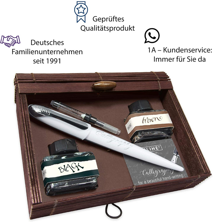 ONLINE Air Bamboo Calligraphy Pen SET - White Chrome Trim (1.4mm Fountain Pen) - KSGILLS.com | The Writing Instruments Expert