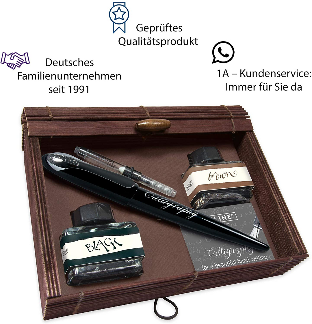 ONLINE Air Bamboo Calligraphy Pen SET - Black Chrome Trim (1.4mm Fountain Pen) - KSGILLS.com | The Writing Instruments Expert