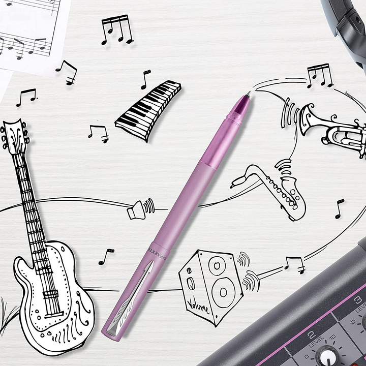 Parker Vector XL Rollerball Pen - Lilac Pink Chrome Trim - Refill Black Medium - KSGILLS.com | The Writing Instruments Expert
