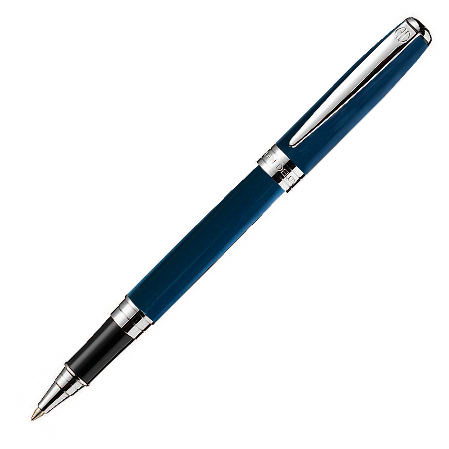 Alain Delon Moritz Rollerball Pen - Blue Chrome Trim (with Pen Engraving) - KSGILLS.com | The Writing Instruments Expert