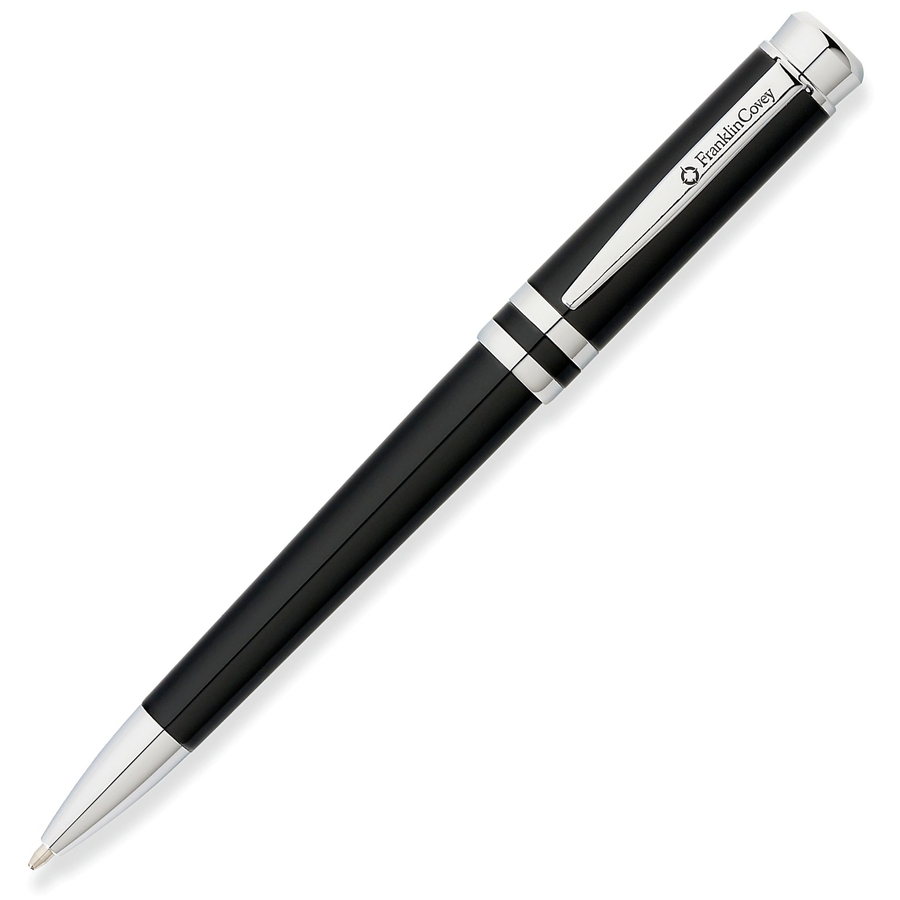 Franklin Covey Freemont Ballpoint Pen - Black Chrome Trim - KSGILLS.com | The Writing Instruments Expert