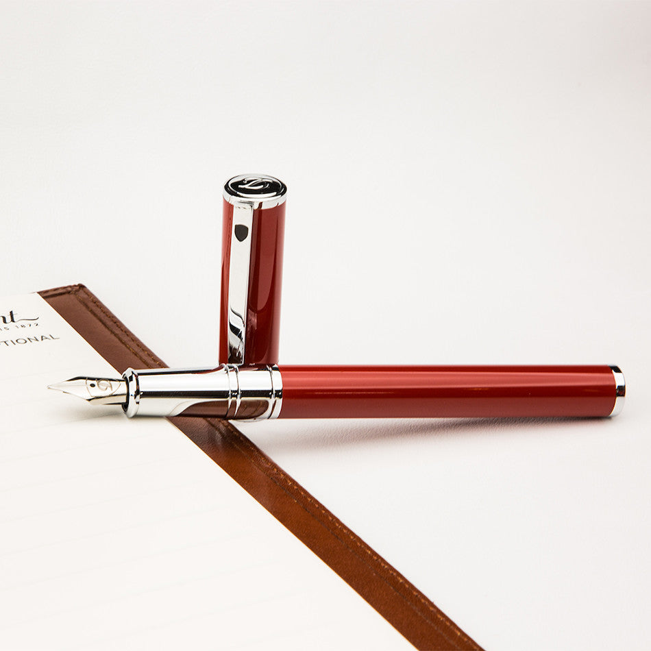 S.T. Dupont D-Initial Fountain Pen - Red Chrome Trim - KSGILLS.com | The Writing Instruments Expert