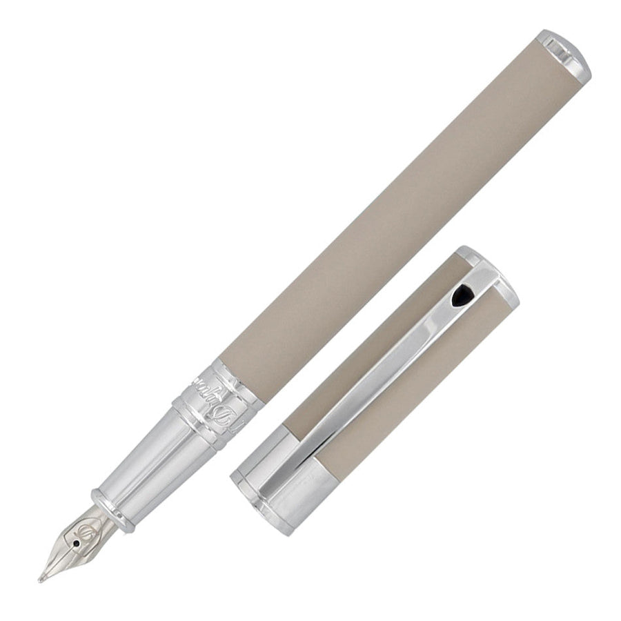 S.T. Dupont D-Initial Fountain Pen - Beige Matte Chrome Trim - KSGILLS.com | The Writing Instruments Expert