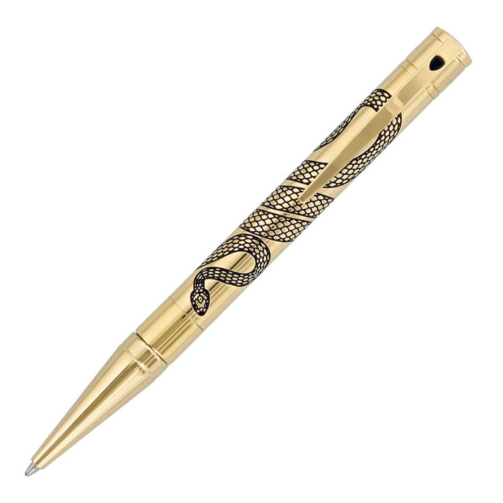 S.T. Dupont D-Initial Ballpoint Pen - Golden Lacquer Tattoo Snake - KSGILLS.com | The Writing Instruments Expert