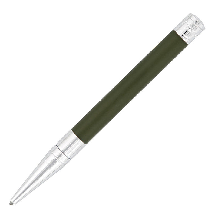 S.T. Dupont D-Initial Ballpoint Pen - Khaki Matte Green Chrome Trim - KSGILLS.com | The Writing Instruments Expert