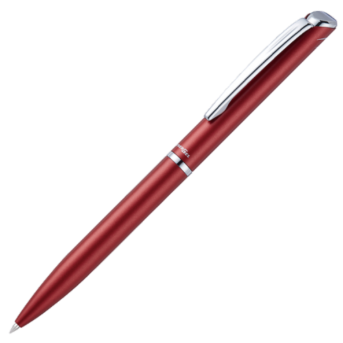 Pentel Sterling Energel Capless Rollerball Pen - Chrome Trim Red (with LASER Engraving) - KSGILLS.com | The Writing Instruments Expert