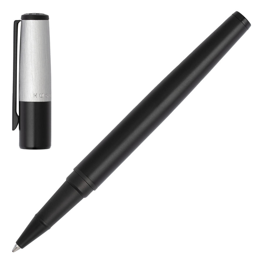 Hugo Boss Gear Minimal Rollerball Pen - Black Chrome Cap Black Trim - KSGILLS.com | The Writing Instruments Expert
