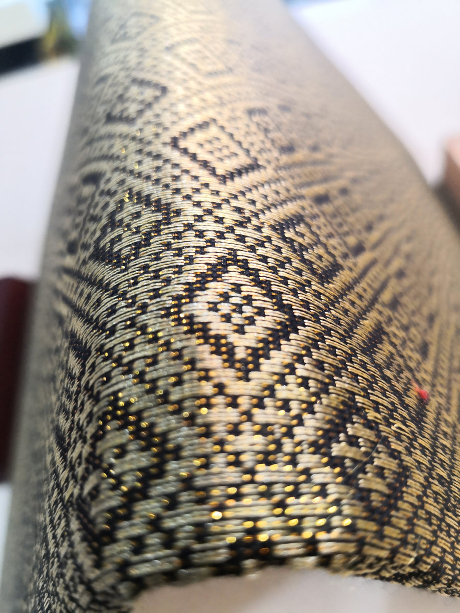 KENTZAI Signing Ceremony Document Folder SONGKET Cloth - Black GOLD Songket Cover, Inside ROYAL Yellow Gold - KSGILLS.com | The Writing Instruments Expert