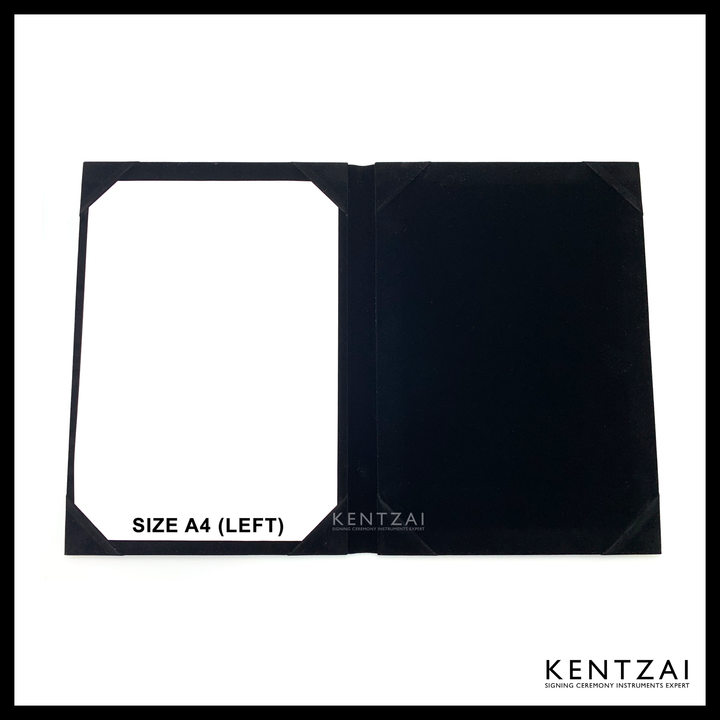 KENTZAI Signing Ceremony Document Folder STANDARD PU Leather (Shiny Cover) - Black - KSGILLS.com | The Writing Instruments Expert