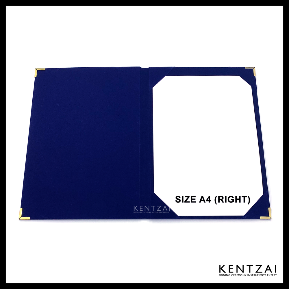 KENTZAI Signing Ceremony Document Folder STANDARD PU Leather (Shiny Cover) - Dark-Blue - KSGILLS.com | The Writing Instruments Expert