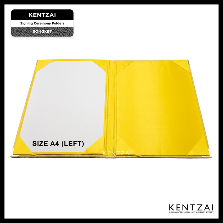 KENTZAI Signing Ceremony Document Folder SONGKET Cloth - Royal Yellow Gold - KSGILLS.com | The Writing Instruments Expert
