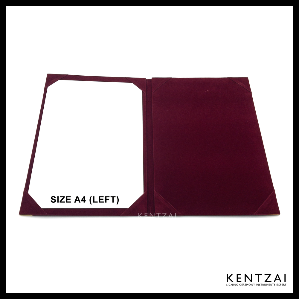 KENTZAI Signing Ceremony Document Folder STANDARD Velvet - Maroon - KSGILLS.com | The Writing Instruments Expert