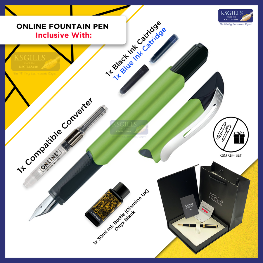 Online Academy Fountain Pen SET - Premium Green - KSGILLS.com | The Writing Instruments Expert