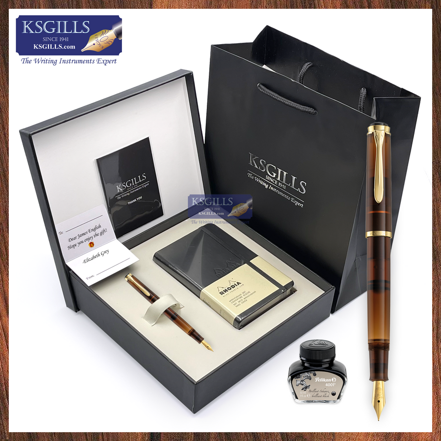 KSG set - Notebook SET & Single Pen (Pelikan Classic M200 Fountain Pen - Smoky Quartz Special Edition) with RHODIA A6 Notebook - KSGILLS.com | The Writing Instruments Expert