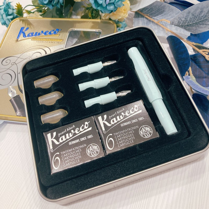 Kaweco Skyline Sport Calligraphy Fountain Pen SET - Mint Blue - KSGILLS.com | The Writing Instruments Expert