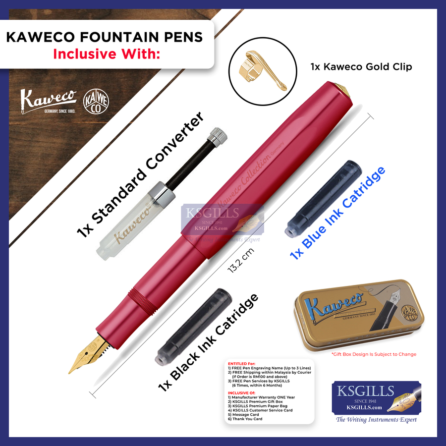 KSG set - Kaweco AL Sport Fountain Pen - Ruby Red Collection Special Edition - KSGILLS.com | The Writing Instruments Expert