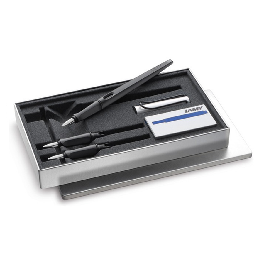 Lamy Joy SET Calligraphy Fountain Pen - Black Al Silver SET - KSGILLS.com | The Writing Instruments Expert