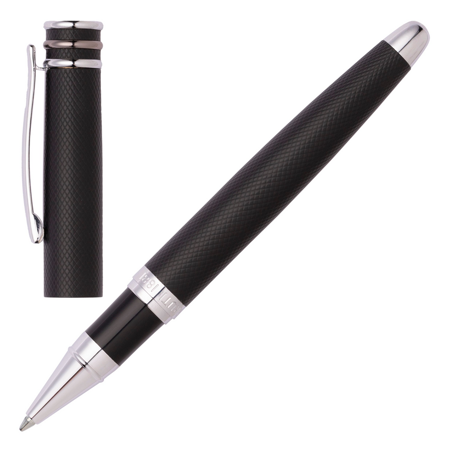 Cerruti 1881 Austin Diamond Rollerball Pen - Black Chrome Trim - KSGILLS.com | The Writing Instruments Expert