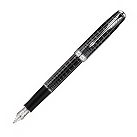 Parker Sonnet Premium Precious Dark Grey CT Fine Point 18K Fountain Pen - KSGILLS.com | The Writing Instruments Expert