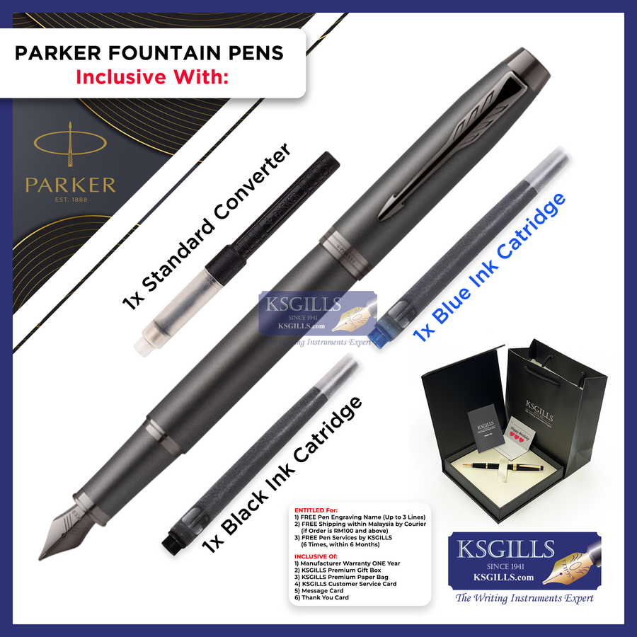 KSG set - Single Pen SET - Parker IM Fountain Pen - Bronze Grey Monochrome - KSGILLS.com | The Writing Instruments Expert