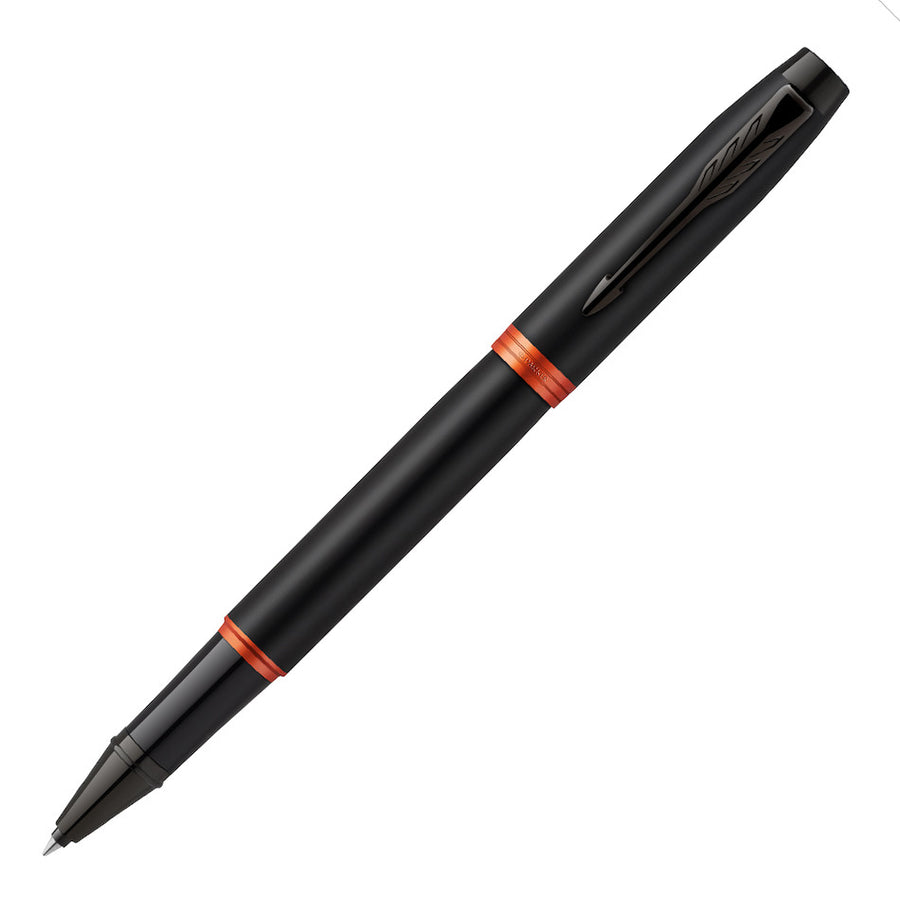 Parker IM Rollerball Pen - Orange Vibrant Rings Achromatic - Refill Black Medium (M) - KSGILLS.com | The Writing Instruments Expert
