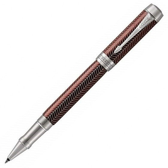 Parker Duofold Prestige Burgundy Chevron Chrome Trim Rollerball Pen - KSGILLS.com | The Writing Instruments Expert