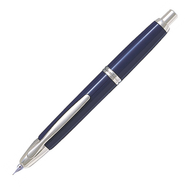 Pilot Capless Rhodium Trim Blue Fountain Pen - Broad Nib - KSGILLS.com | The Writing Instruments Expert