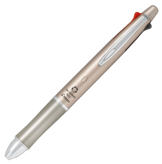 Pilot Dr. Grip (Fine) - Champagne Gold - Multifunction Pen 4+1 - 0.7mm (with Engraving) - KSGILLS.com | The Writing Instruments Expert