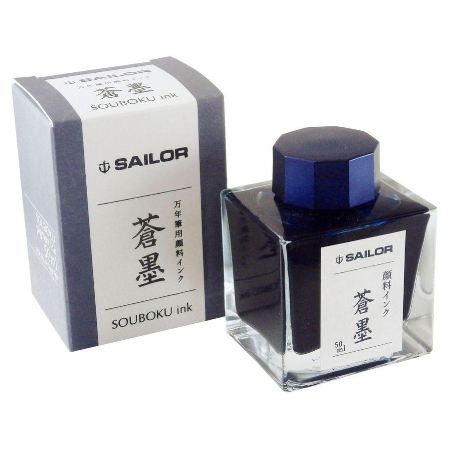 Sailor Ink Bottle 50ml Nano Pigmented Fountain Pen - Souboku Dark Blue-Black - KSGILLS.com | The Writing Instruments Expert
