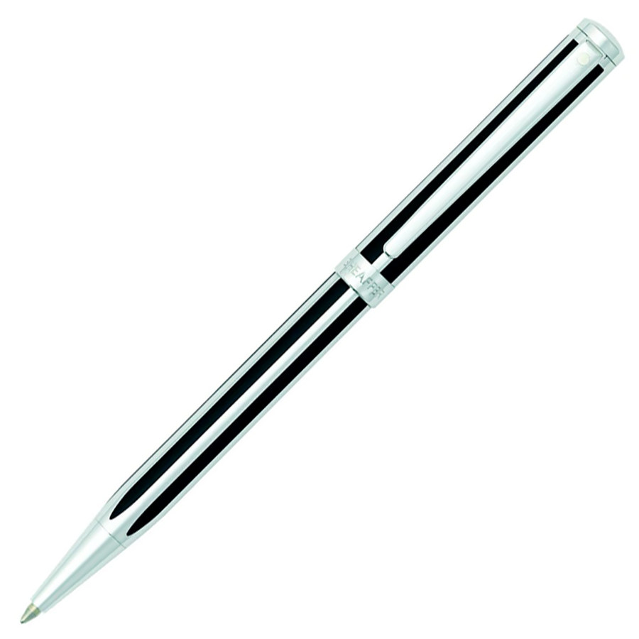 Sheaffer Intensity Ballpoint Pen - Jet Black Striped Chrome Trim - KSGILLS.com | The Writing Instruments Expert