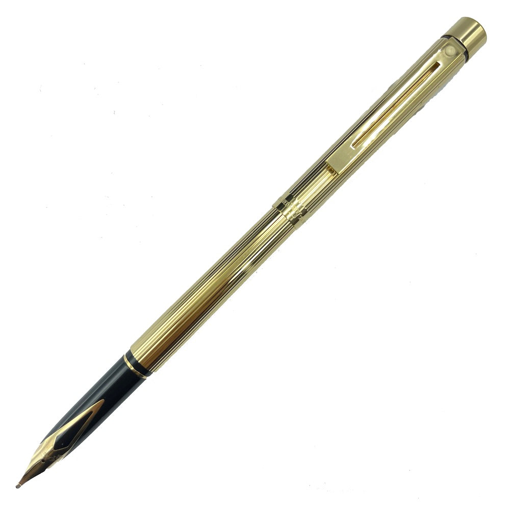 Sheaffer Targa Slimline Fountain Pen Fluted Gold Stripes Gold