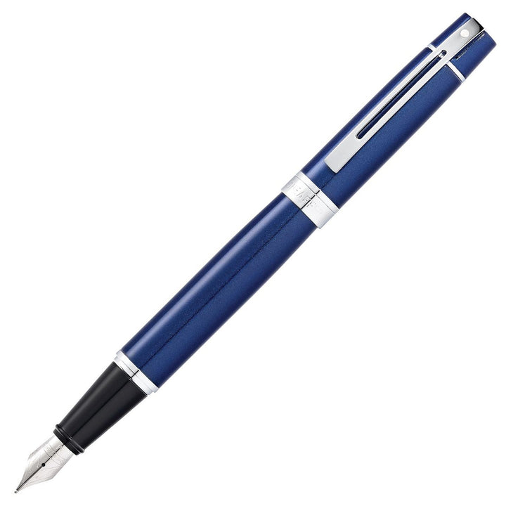 Sheaffer 300 Fountain Pen SET - Blue Chrome Trim Glossy Lacquer - KSGILLS.com | The Writing Instruments Expert
