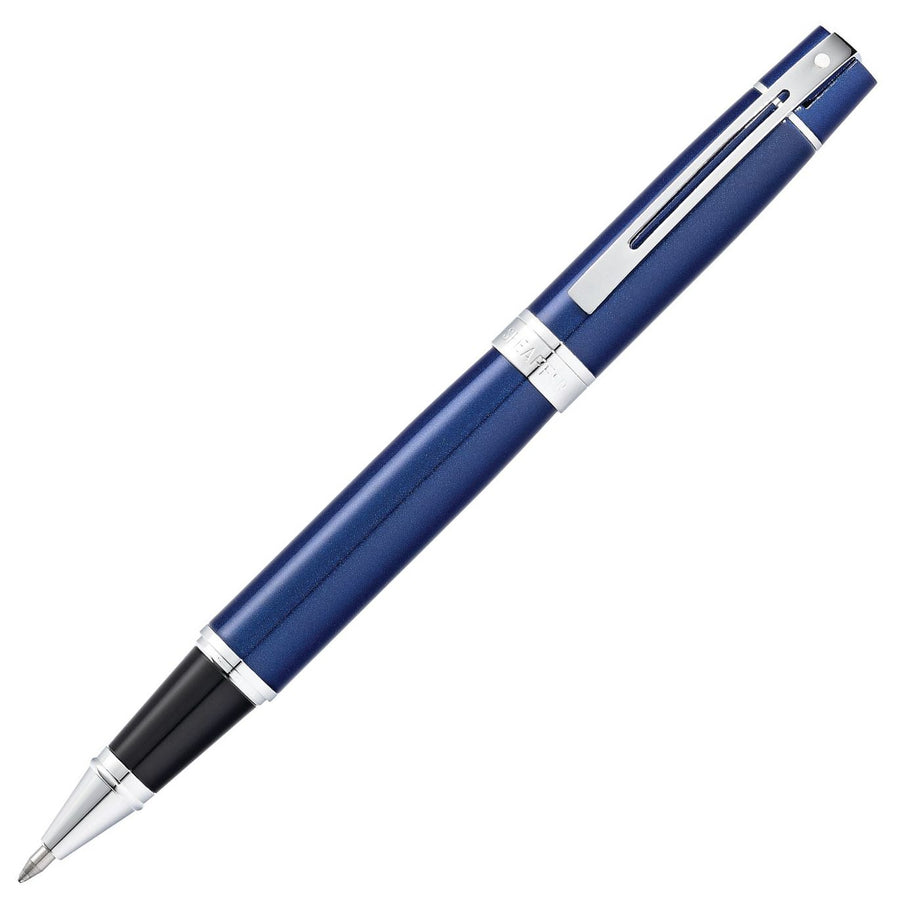 Sheaffer 300 Rollerball Pen - Blue Chrome Trim (Glossy Lacquer) - KSGILLS.com | The Writing Instruments Expert