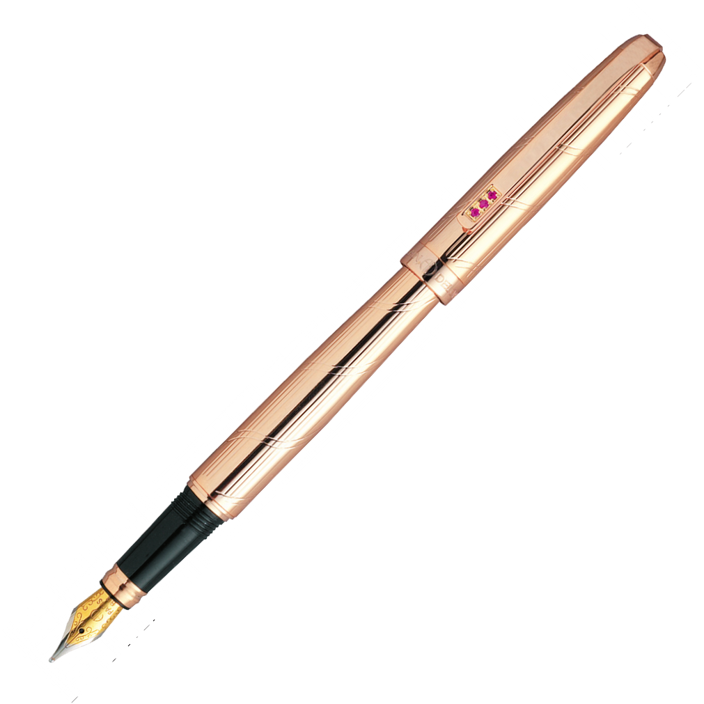 Alain Delon Monarch Rose Gold Plate Fountain Pen - KSGILLS.com | The Writing Instruments Expert