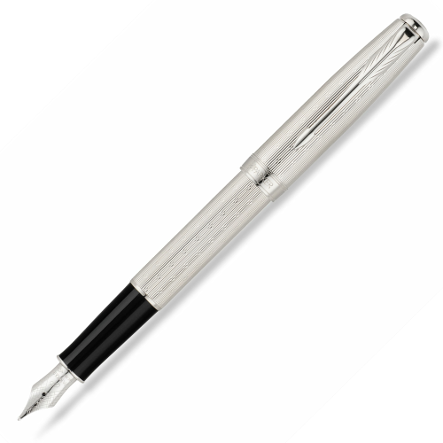 Parker Sonnet Premium Silver Lustre 18K Fountain Pen - KSGILLS.com | The Writing Instruments Expert