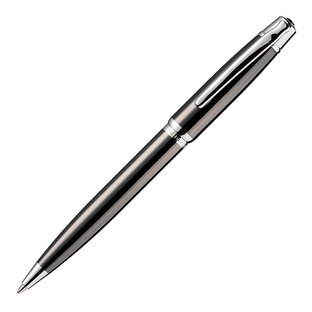 Alain Delon Deco Ballpoint Pen - Grey Titanium Chrome Trim (with LASER Engraving) - KSGILLS.com | The Writing Instruments Expert