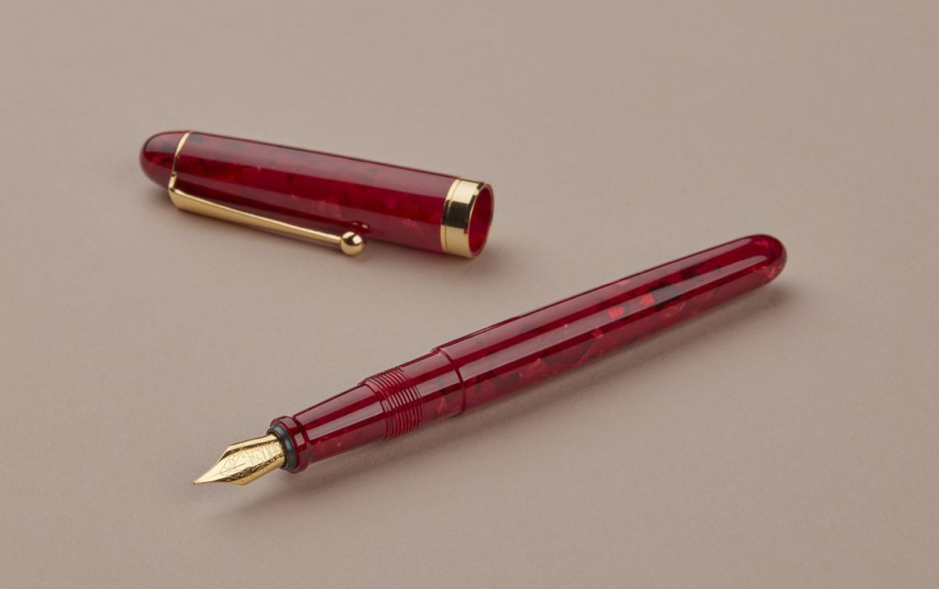 Onishi Seisakusho Handmade Cellulose Acetate Fountain Pen - Red Marble - KSGILLS.com | The Writing Instruments Expert