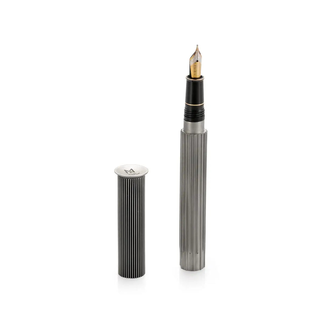 KSG LUXE - Royal Selangor Pewter 18K Gold Nib Fountain Pen (B) - Vapour with Ink Converter and FREE LASER Engraving