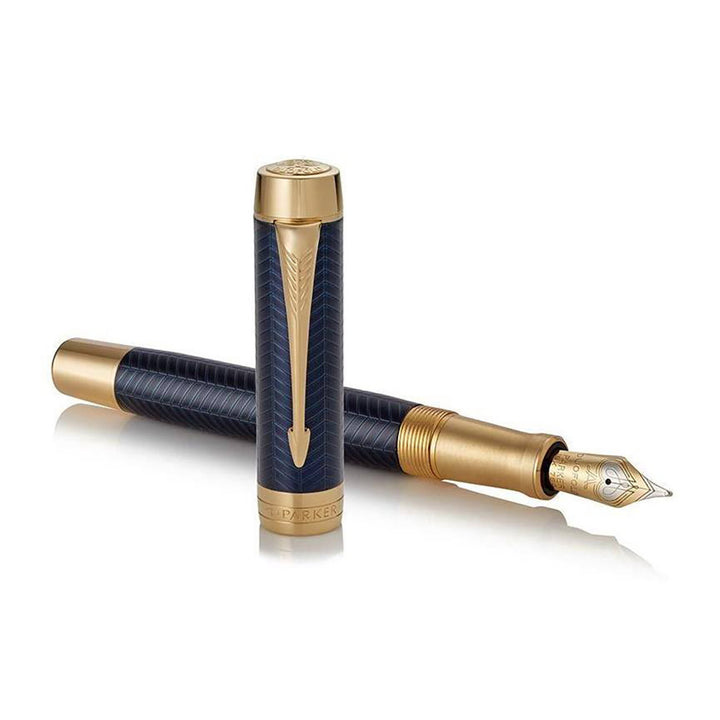 Parker Duofold Fountain Pen - Blue Chevron Gold Trim