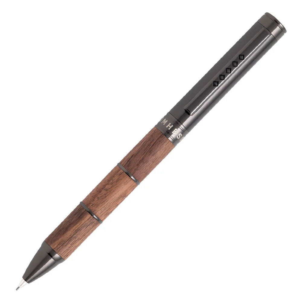Tom Hessin Revolution Mechanical Pencil (0.7mm) - Rustic Light Brown Wooden Barrel Gunmetal Black Trim