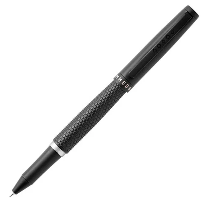 Tom Hessin Carbon Steel Rollerball Pen - Black Matte Achromatic Guilloche Black Trim