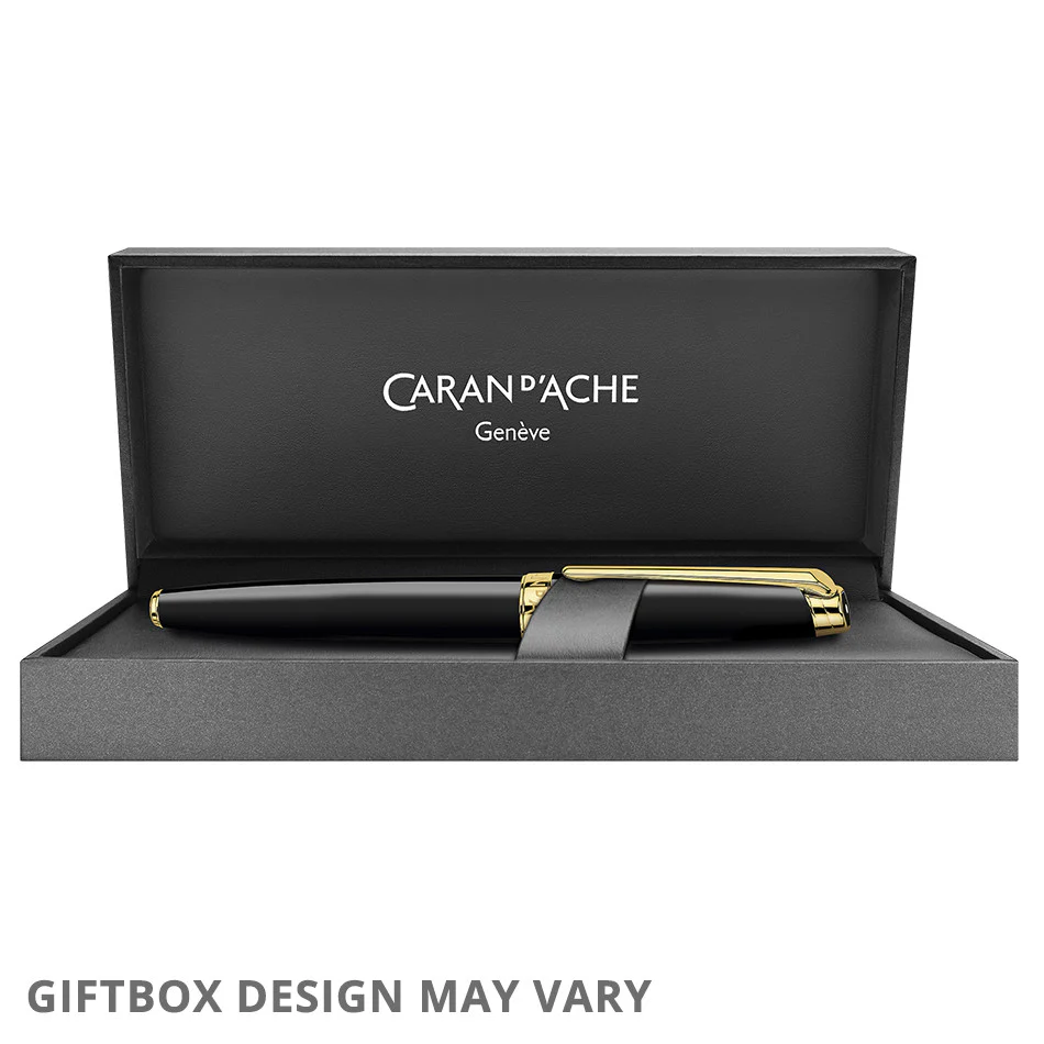 Caran d'Ache Leman Ballpoint Pen - Black Ebony Gold Trim