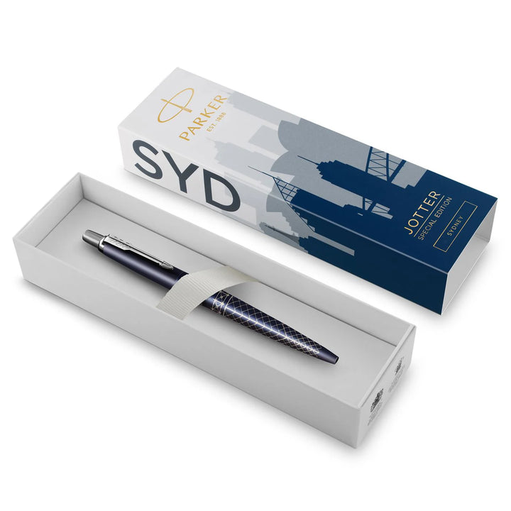Parker Jotter Classic (PREMIUM) Ballpoint Pen - Sydney Special Edition Blue Chrome Trim