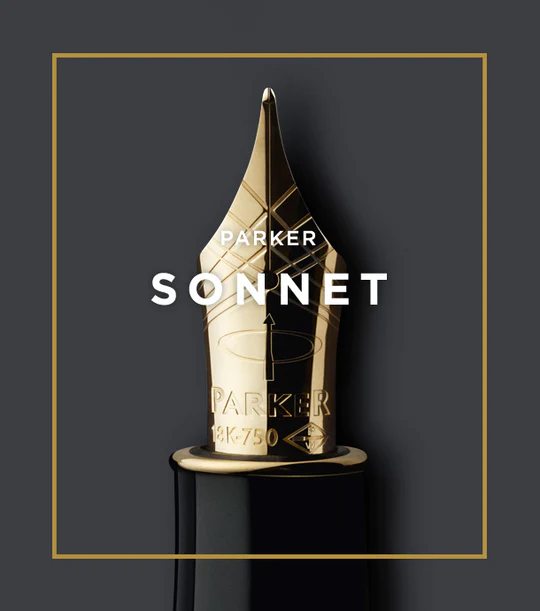 KSG set (LUXE) for Parker Sonnet SET - Fountain Pen &amp; Rollerball Pen &amp; Accessories - Black Lacquer Gold Trim with FREE LASER Engraving