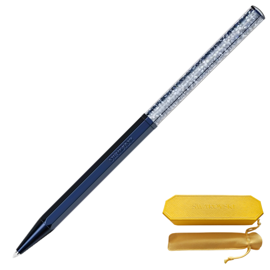 Swarovski Crystalline Octagon Ballpoint Pen - Dark Blue (with LASER Engraving) - KSGILLS.com | The Writing Instruments Expert